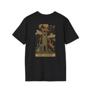 The Tower Tarot Card T-Shirt | Change & Awakening Graphic Tee | Mystical Witchy Spiritual Shirt for Men & Women